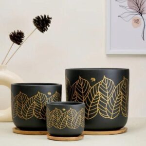 Terra-cotta pot - Leaf print